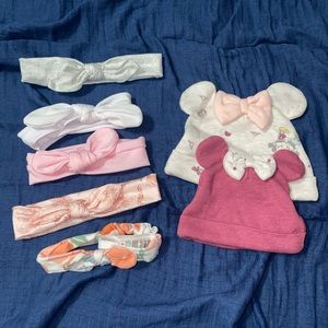 baby girl bow headband/hat lot